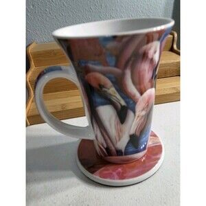 Wild Flamingos Paul Cardew Flamingos Mug With Matching Coaster 2008 England